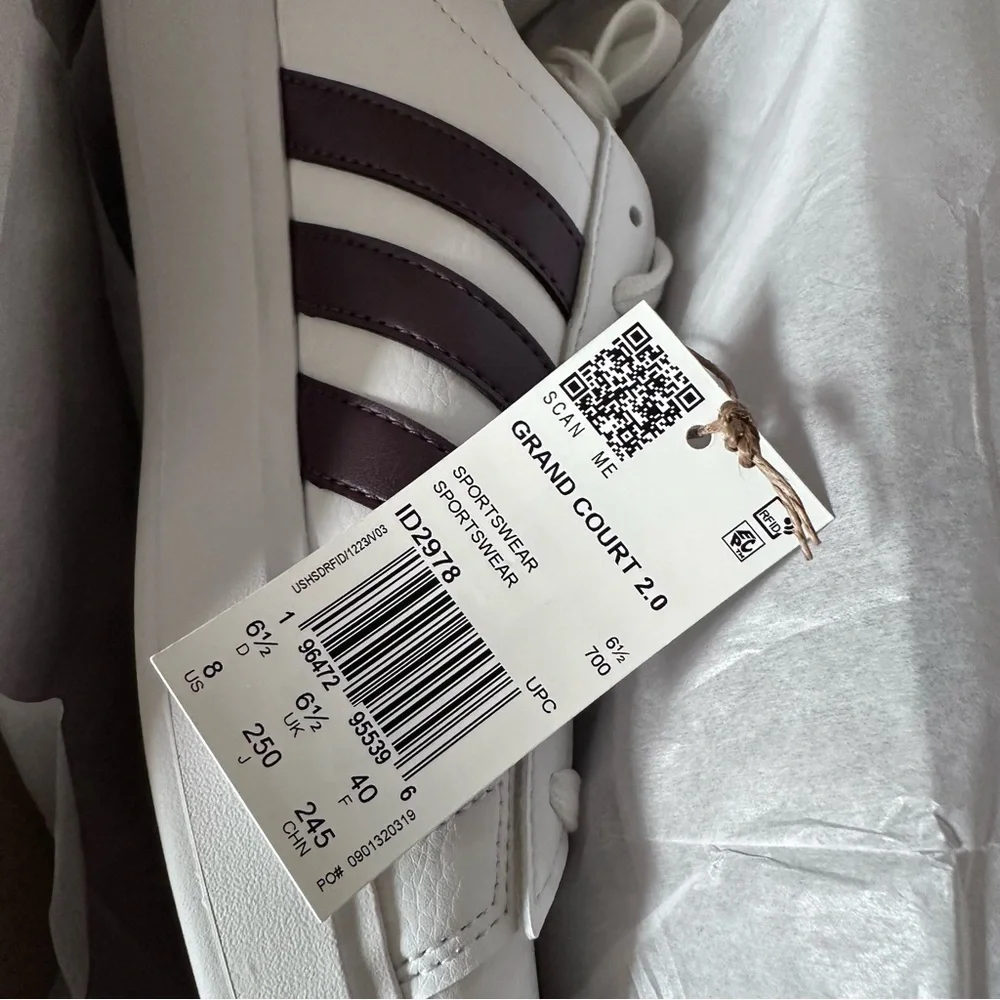 Adidas Grand Court 2.0 shoes NWT white & brown women’s 8